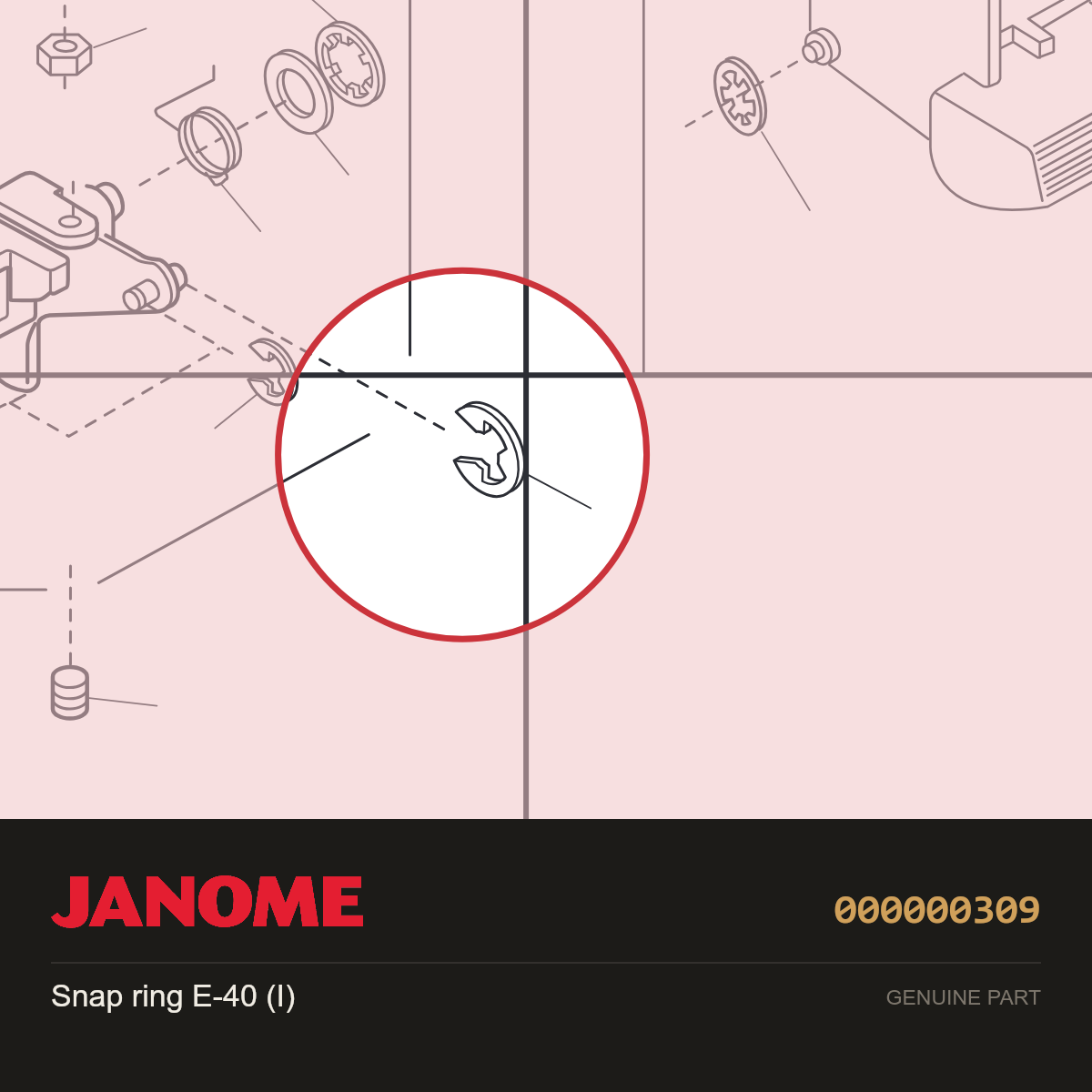 SNAP RING 5D, Janome #000000309 — shown on the Janome parts diagram