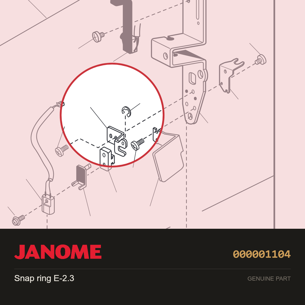 SNAP RING, Janome #000001104 — shown on the Janome parts diagram