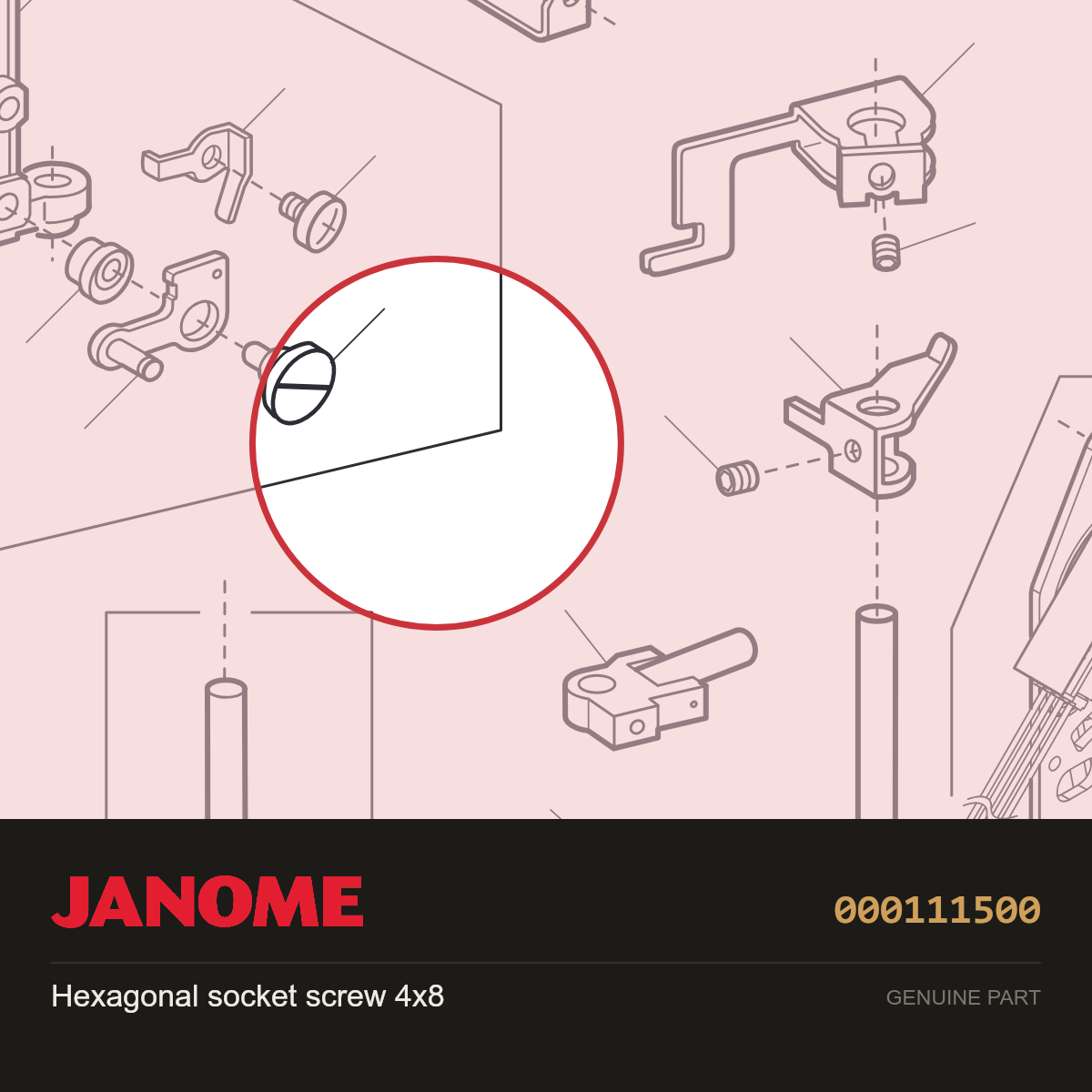 Hexagon socket screw 4x8, Janome #000111500 — shown on the Janome parts diagram