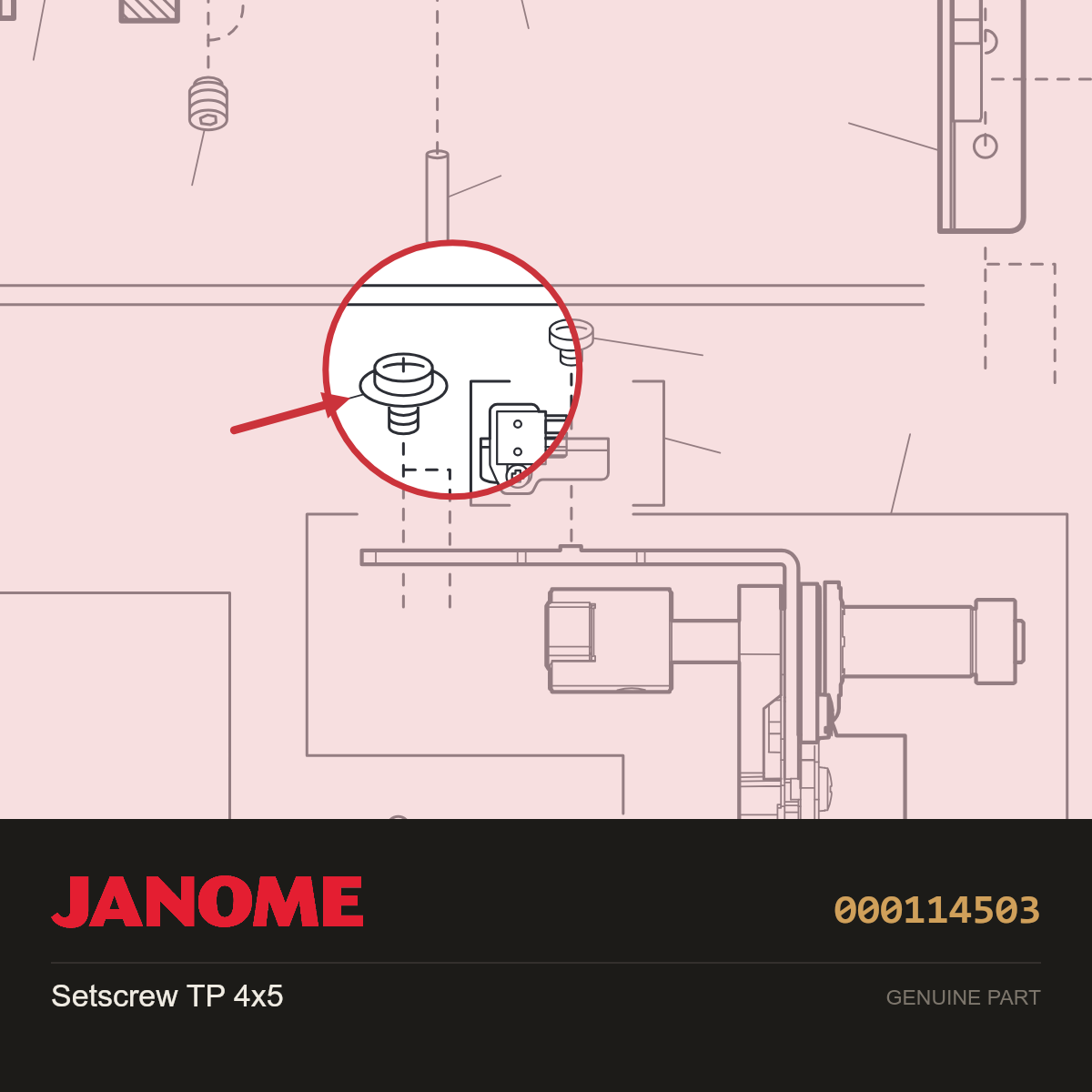 Setscrew TP 4x5, Janome #000114503 — shown on the Janome parts diagram