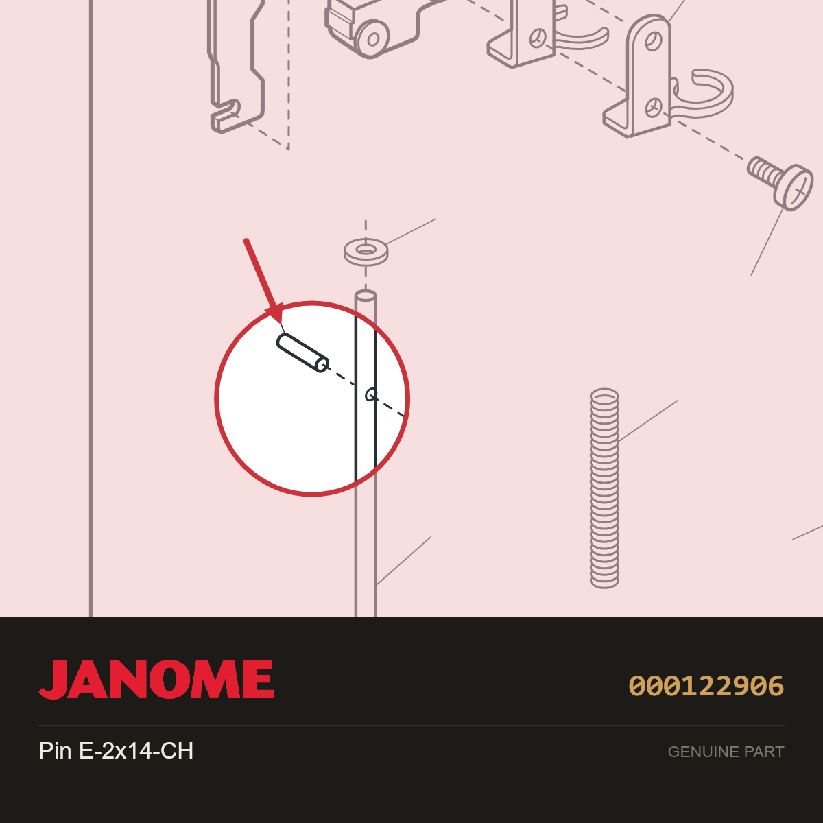 Pin E-2 x 14, Janome #000122906 — shown on the Janome parts diagram