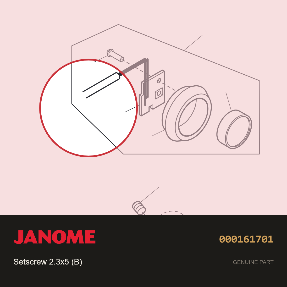 SETSCREW 2.3 X 5B, Janome #000161701 — shown on the Janome parts diagram