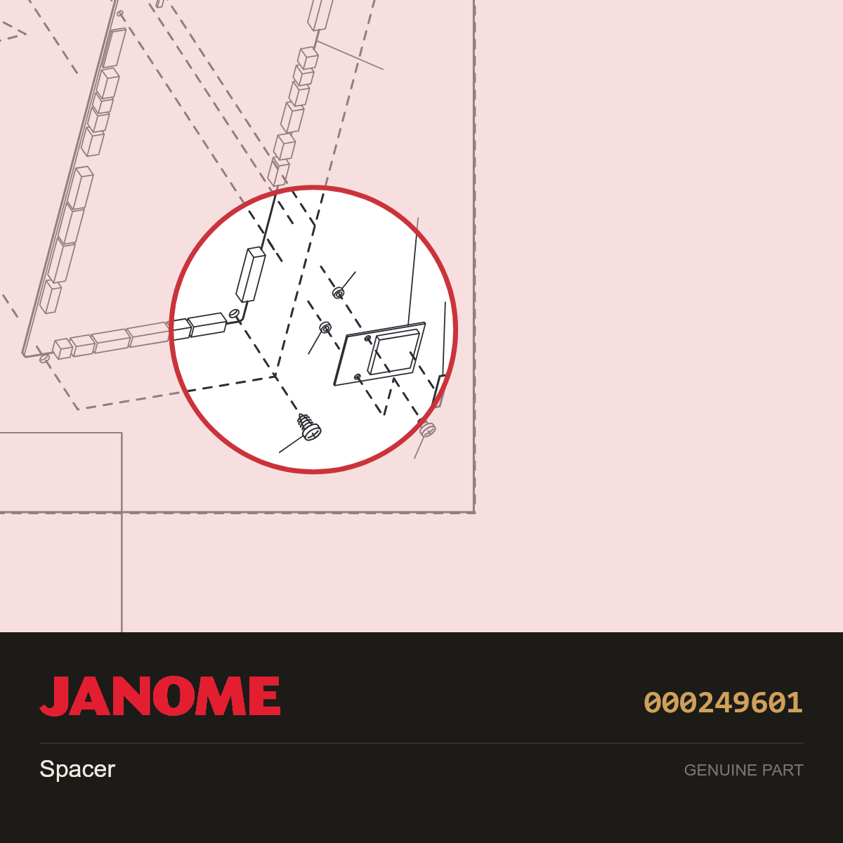 Spacer CB-200-1.5E, Janome #000249601 — shown on the Janome parts diagram
