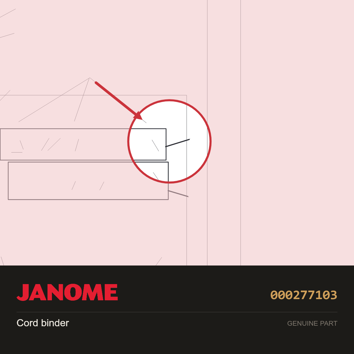 Cord binder, Janome #000277103 — shown on the Janome parts diagram