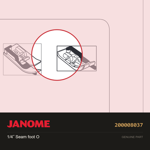 "1/4"" SEAM FOOT", Janome #200008037 — shown on the Janome parts diagram