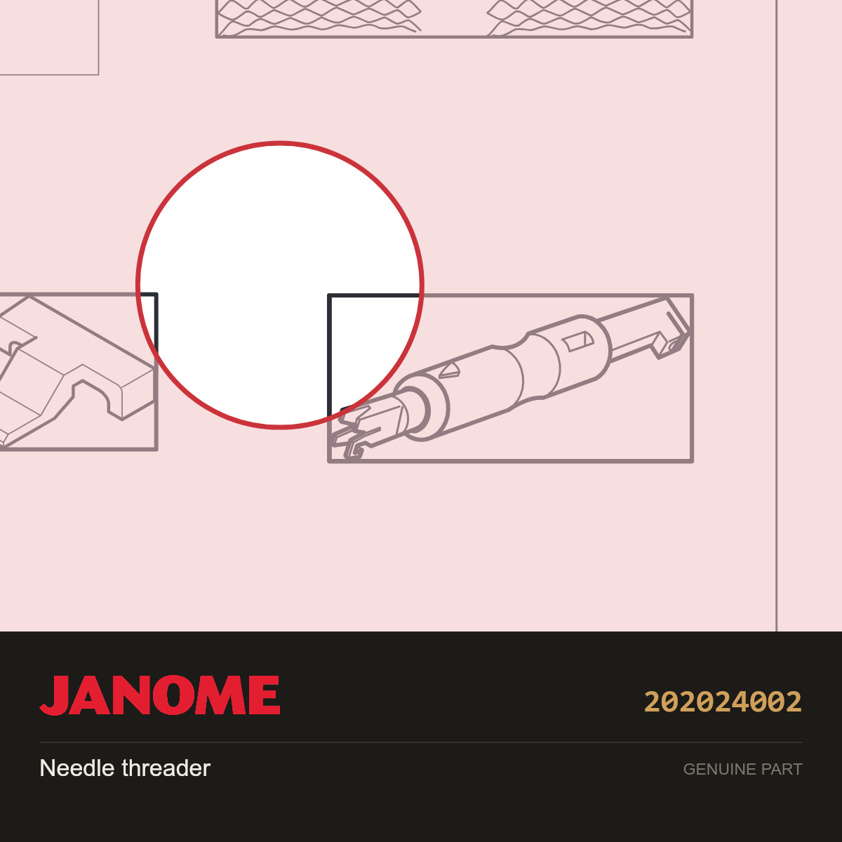 Needle threader, Janome #202024002 — shown on the Janome parts diagram