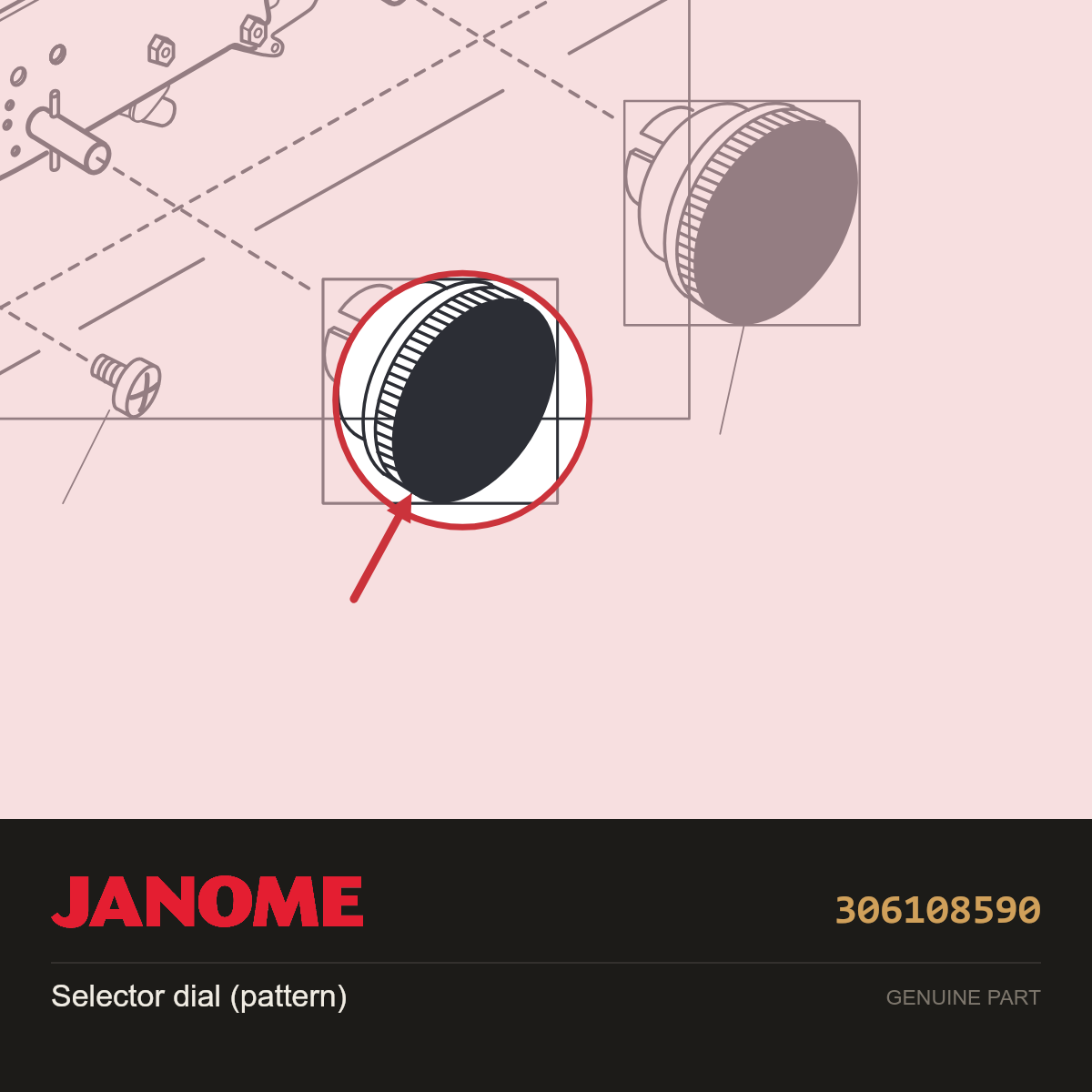Selector dial (pattern), Janome #306108590 — shown on the Janome parts diagram