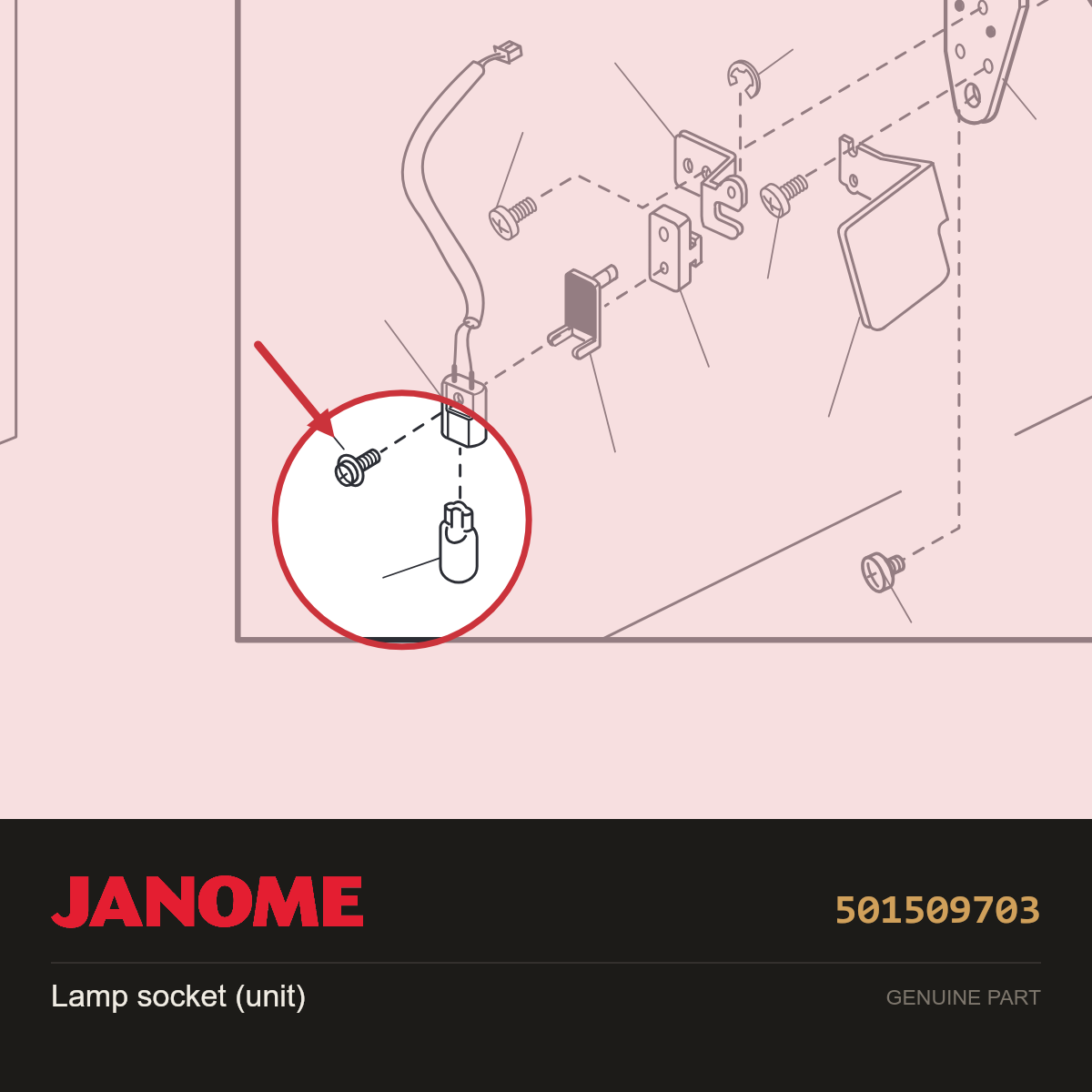 Lamp Socket Unit, Janome #501509703 — shown on the Janome parts diagram