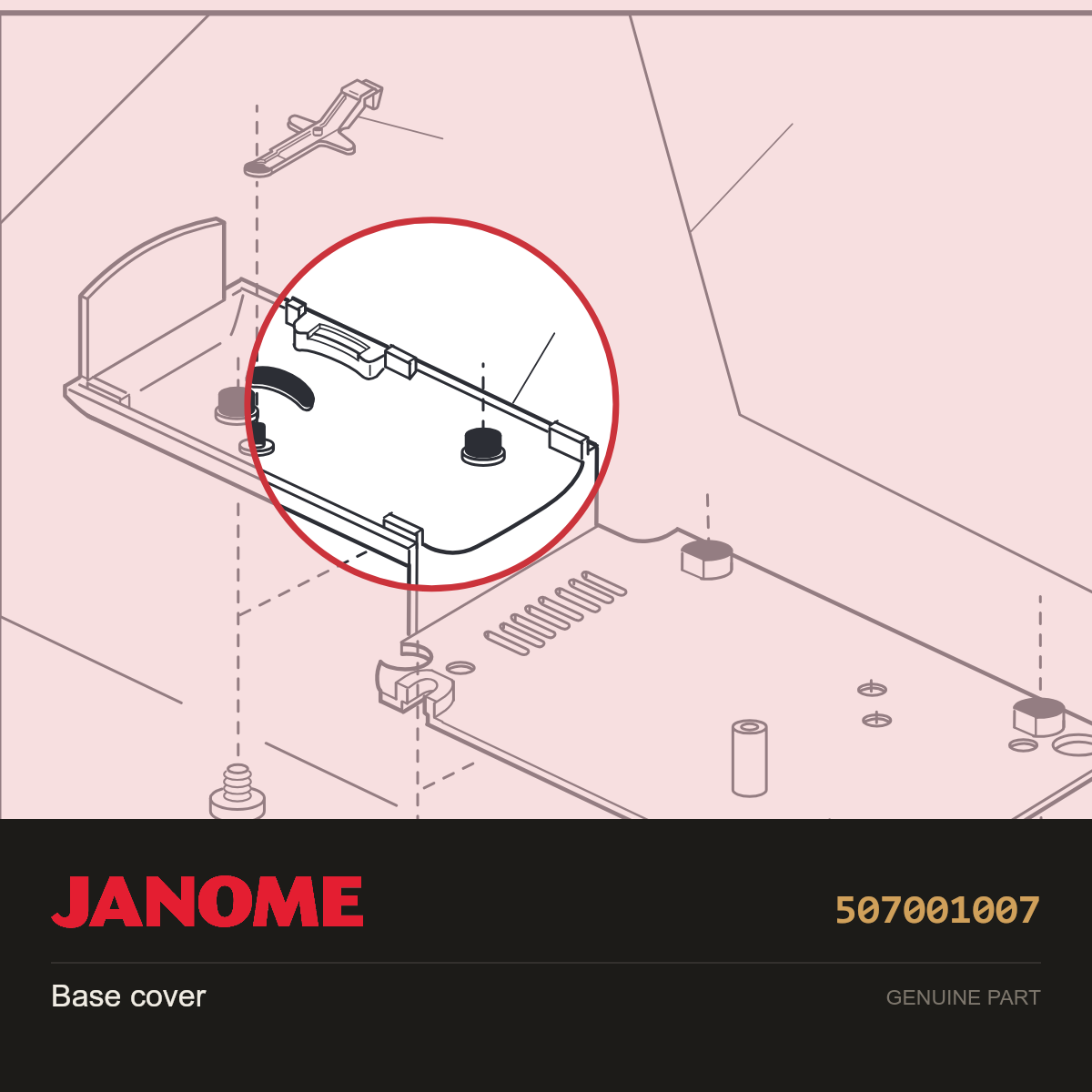 Base cover, Janome #507001007 — shown on the Janome parts diagram