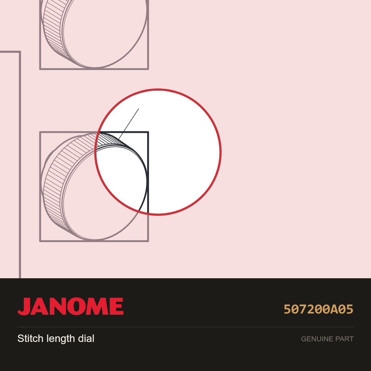 Stitch length dial, Janome #507200A05 — shown on the Janome parts diagram