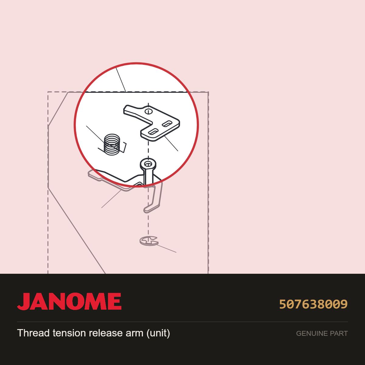 Tension Release Arm Unit, Janome #507638009 — shown on the Janome parts diagram