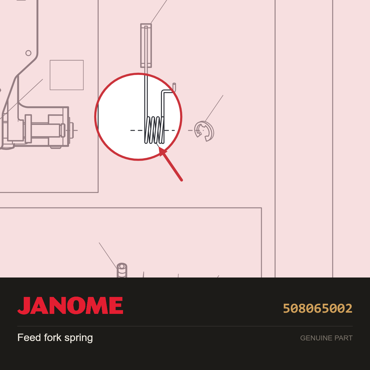 Feed fork spring, Janome #508065002 — shown on the Janome parts diagram