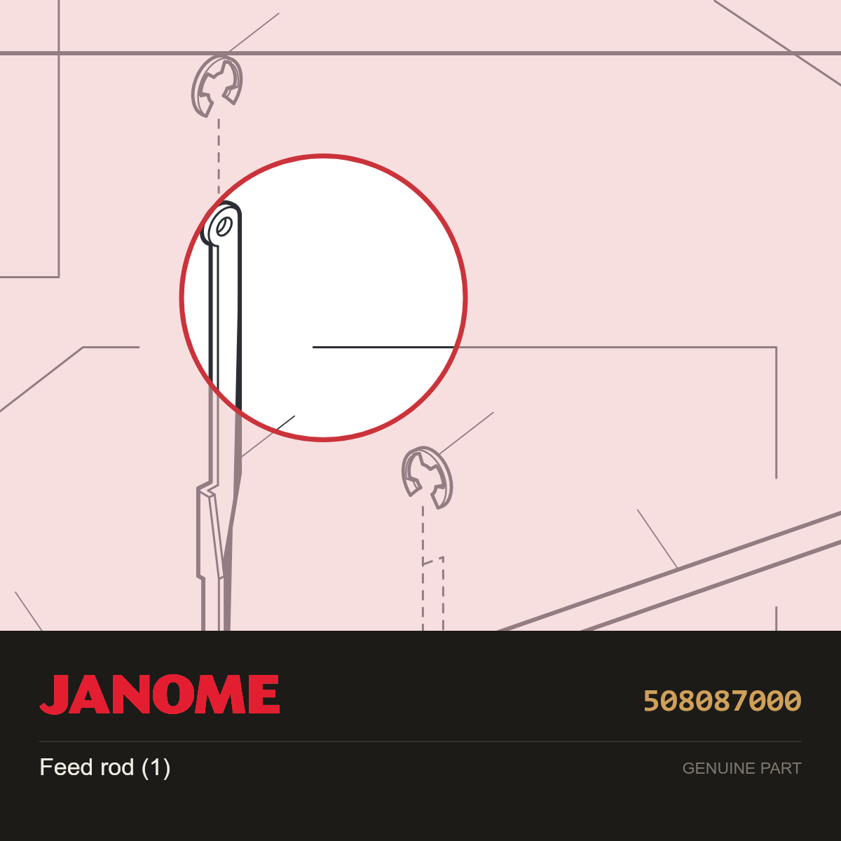 Feed rod (1), Janome #508087000 — shown on the Janome parts diagram