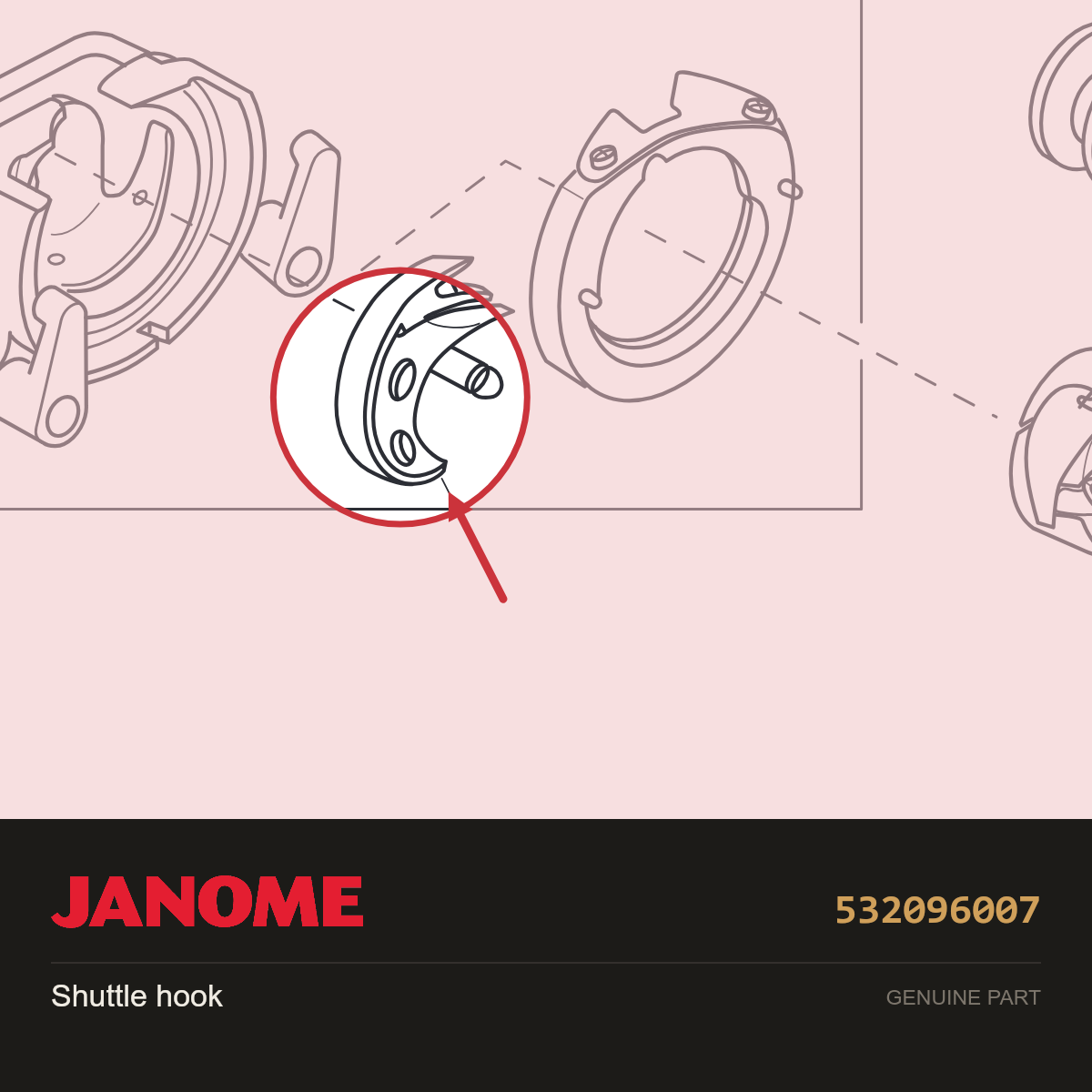Shuttle Hook, Janome #532096007 — shown on the Janome parts diagram
