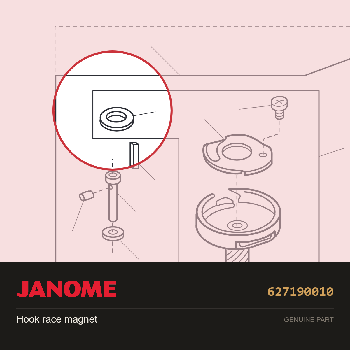 Magnet, Janome #627190010 — shown on the Janome parts diagram