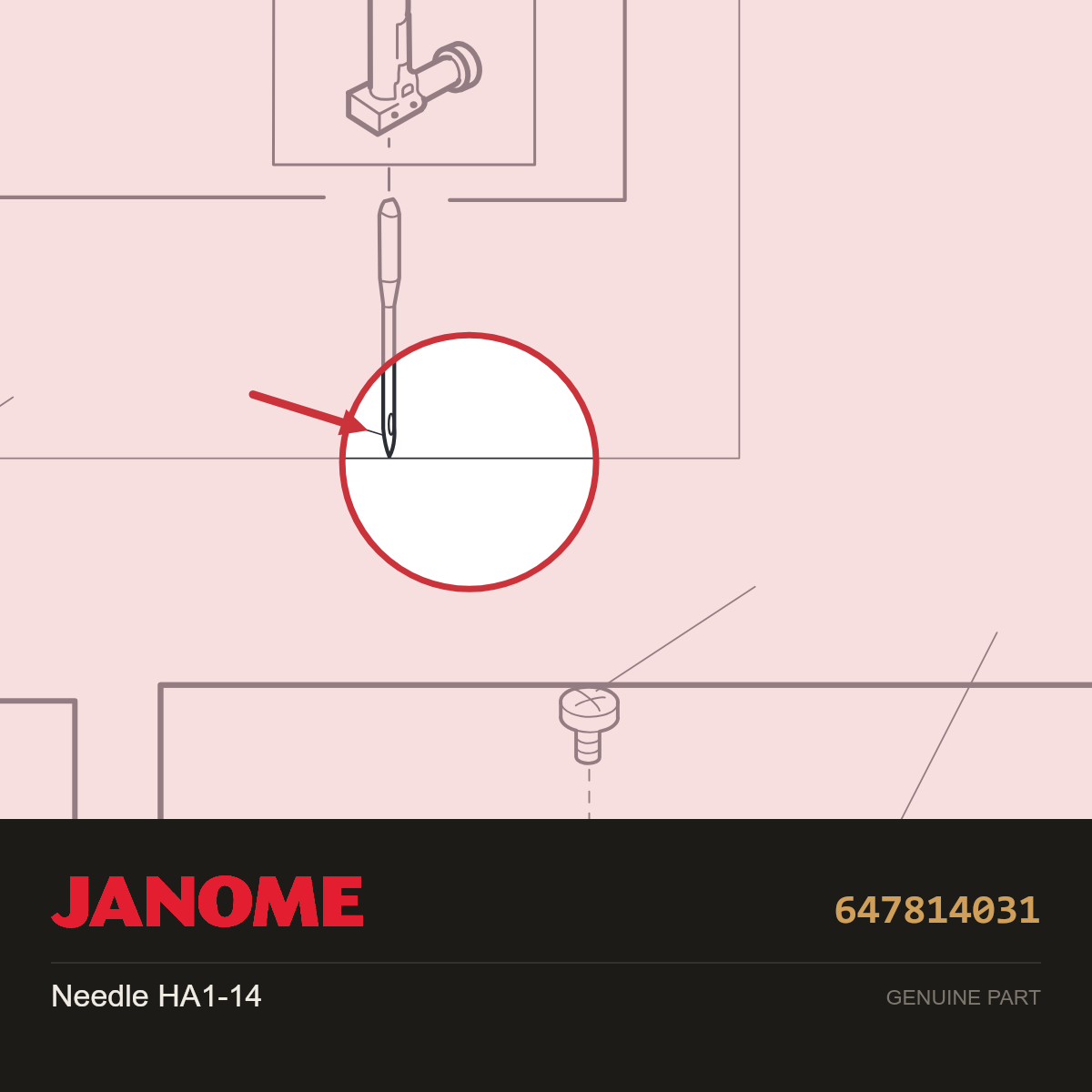 Needle, Janome #647814031 — shown on the Janome parts diagram