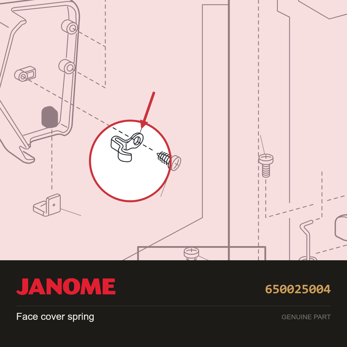 Face Plate Spring, Janome #650025004 — shown on the Janome parts diagram