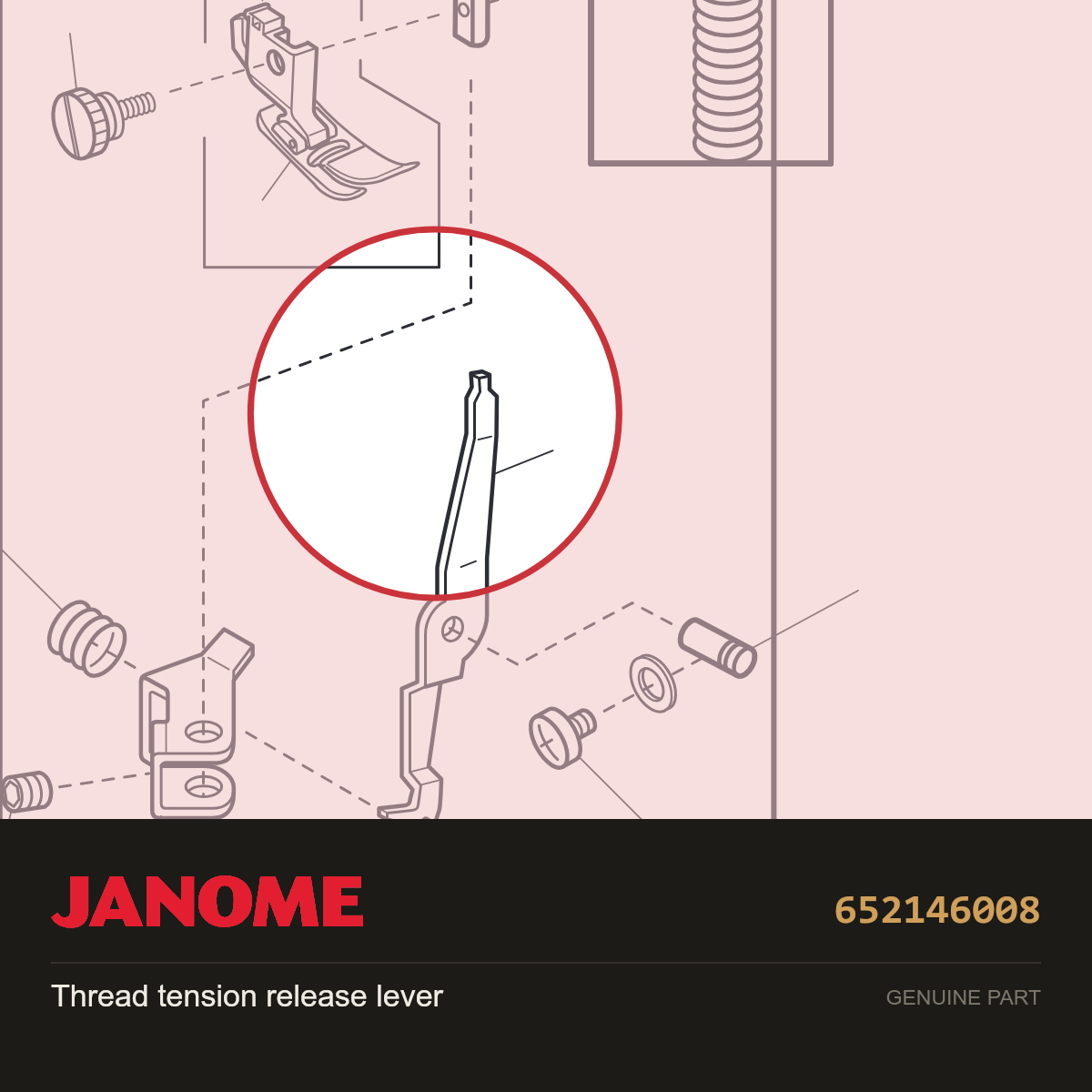 Thread tension release lever, Janome #652146008 — shown on the Janome parts diagram