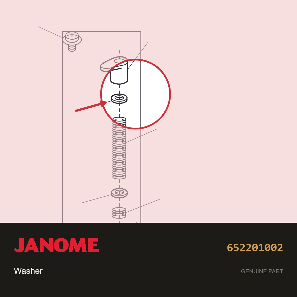 Washer, Janome #652201002 — shown on the Janome parts diagram