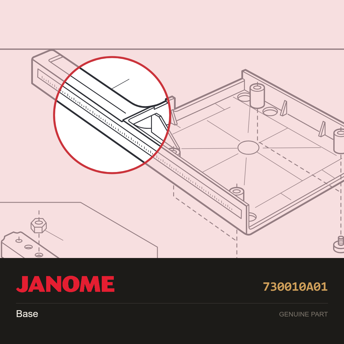 Base, Janome #730010A01 — shown on the Janome parts diagram
