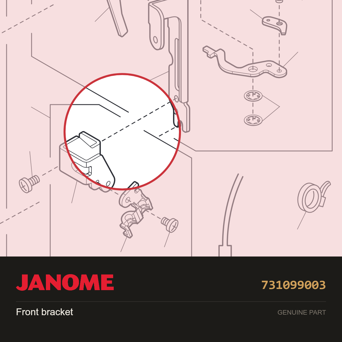 Front bracket, Janome #731099003 — shown on the Janome parts diagram