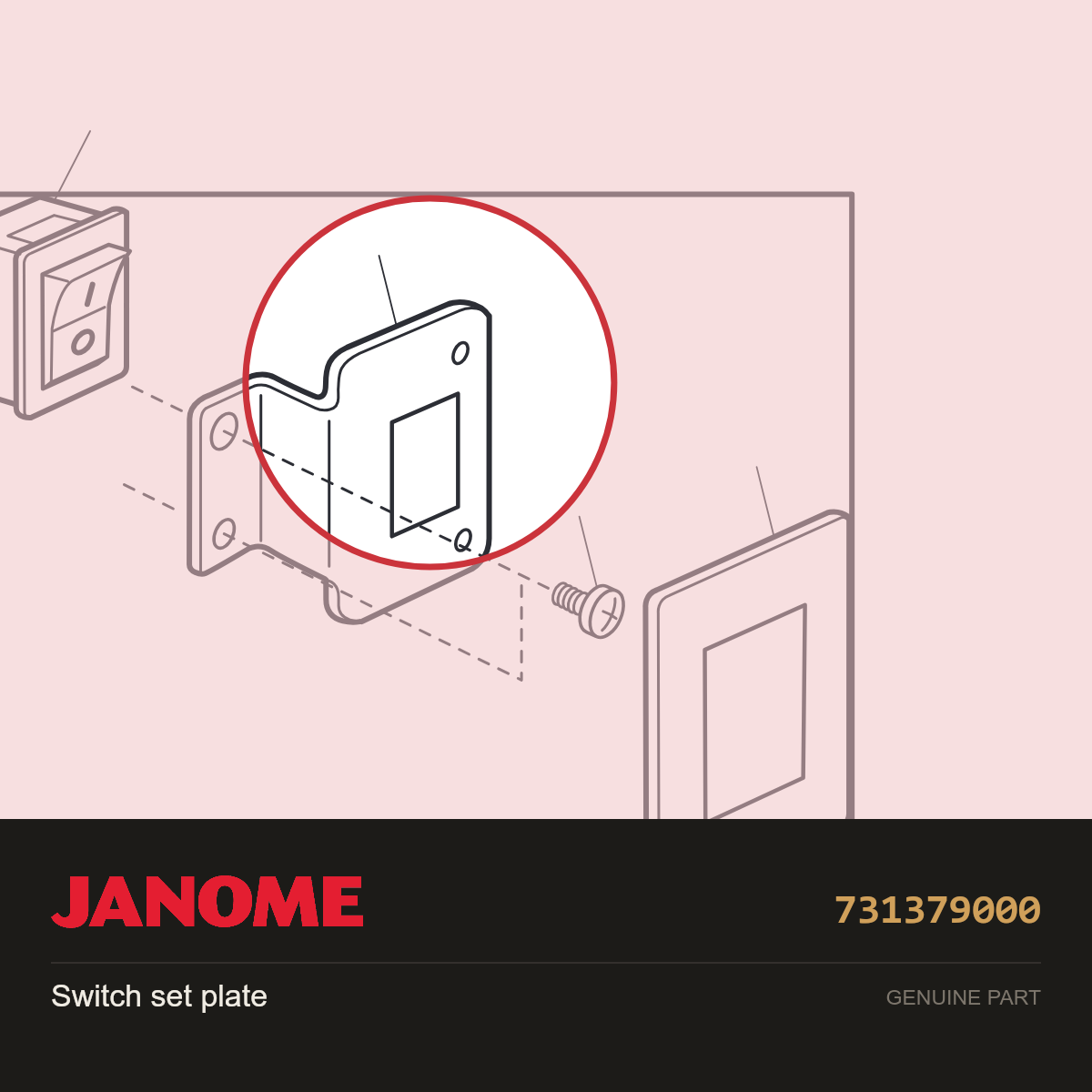 Switch set plate, Janome #731379000 — shown on the Janome parts diagram