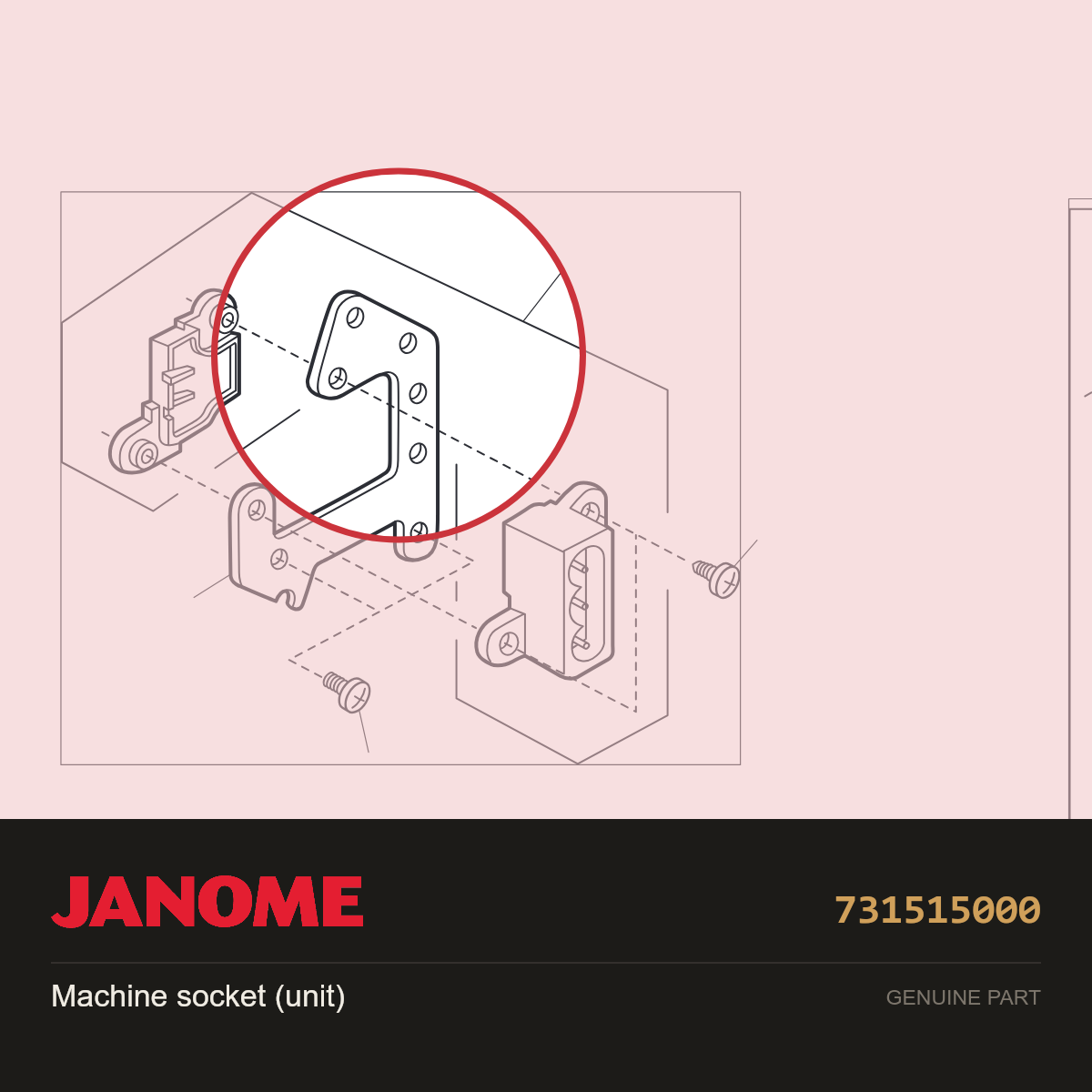 Machine Socket, Janome #731515000 — shown on the Janome parts diagram