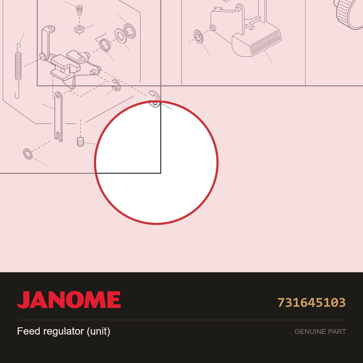 Feed regulator (unit), Janome #731645103 — shown on the Janome parts diagram