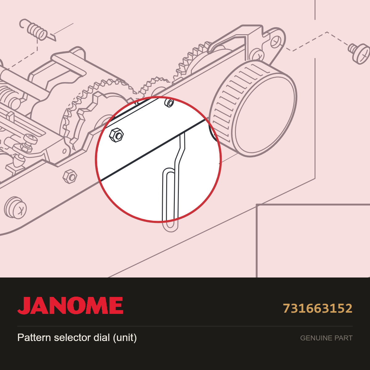 Pattern selector dial (unit), Janome #731663152 — shown on the Janome parts diagram