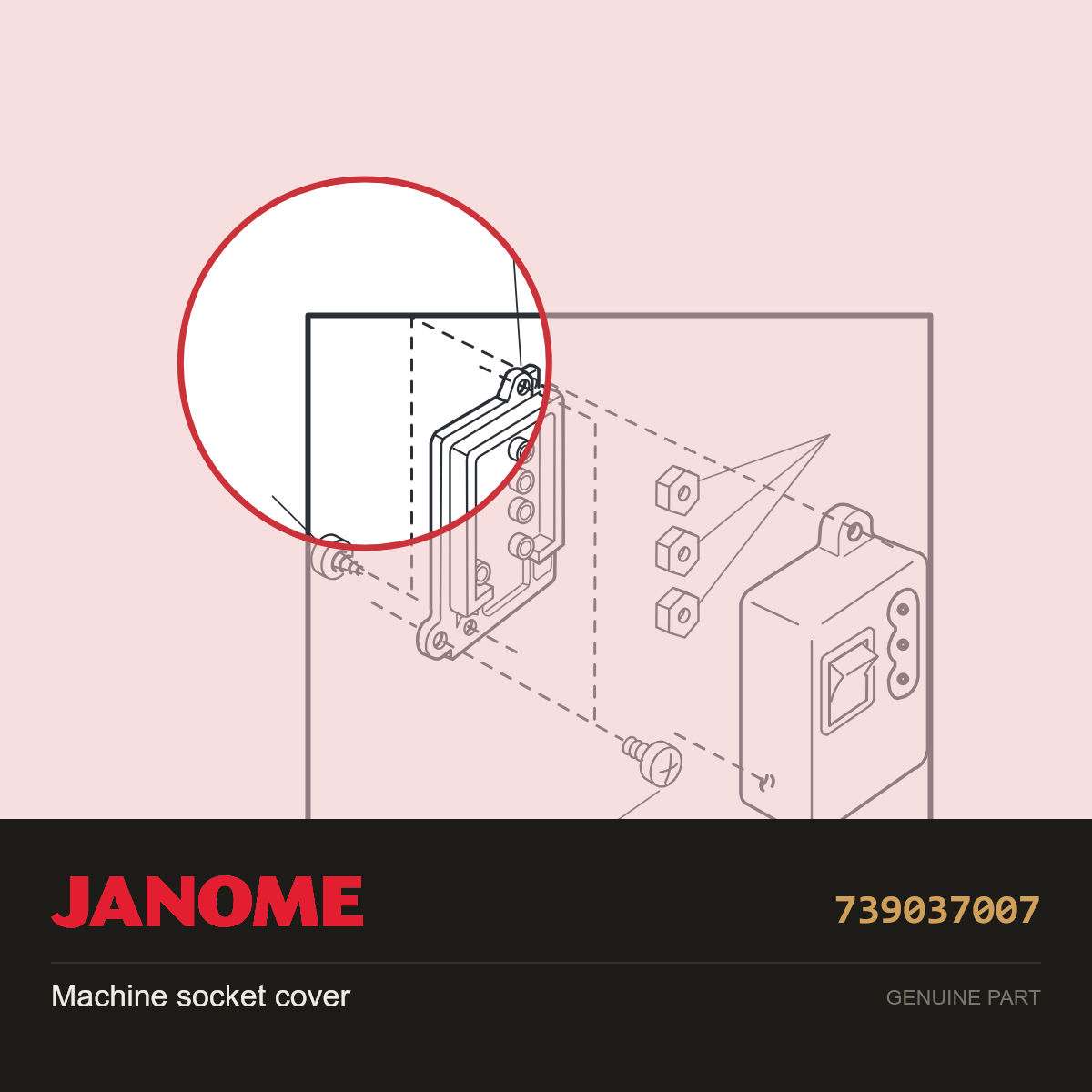 Machine Socket Cover, Janome #739037007 — shown on the Janome parts diagram