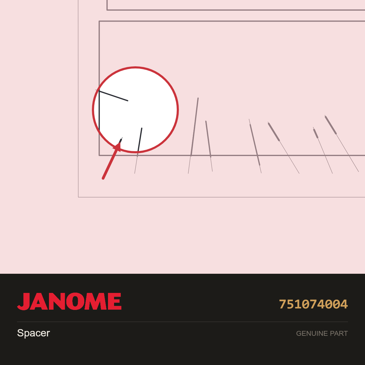 Spacer, Janome #751074004 — shown on the Janome parts diagram
