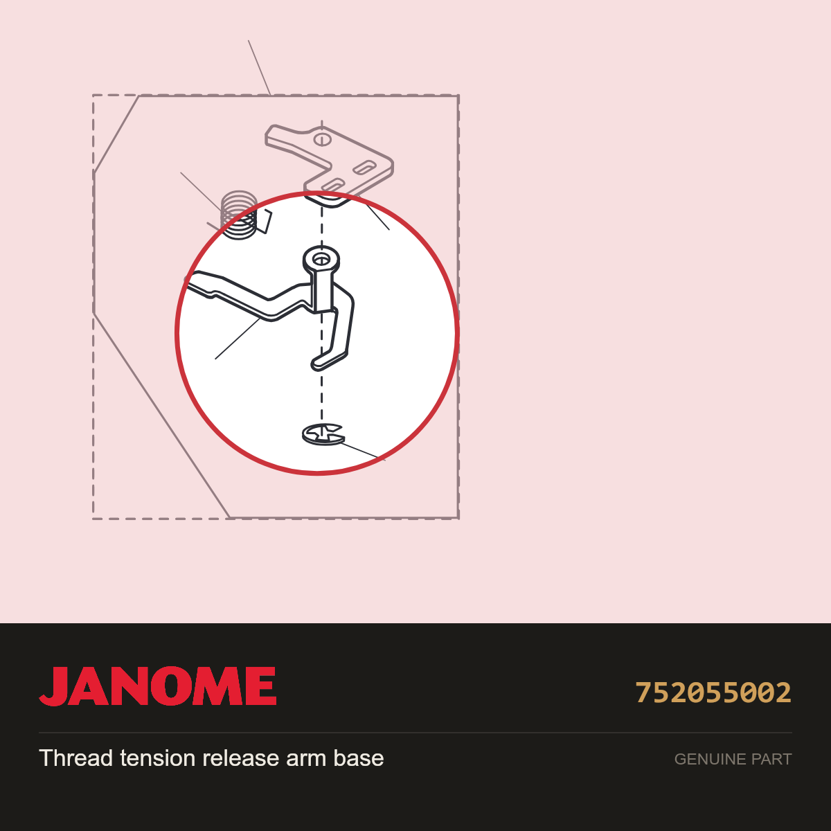 Tension release arm base, Janome #752055002 — shown on the Janome parts diagram