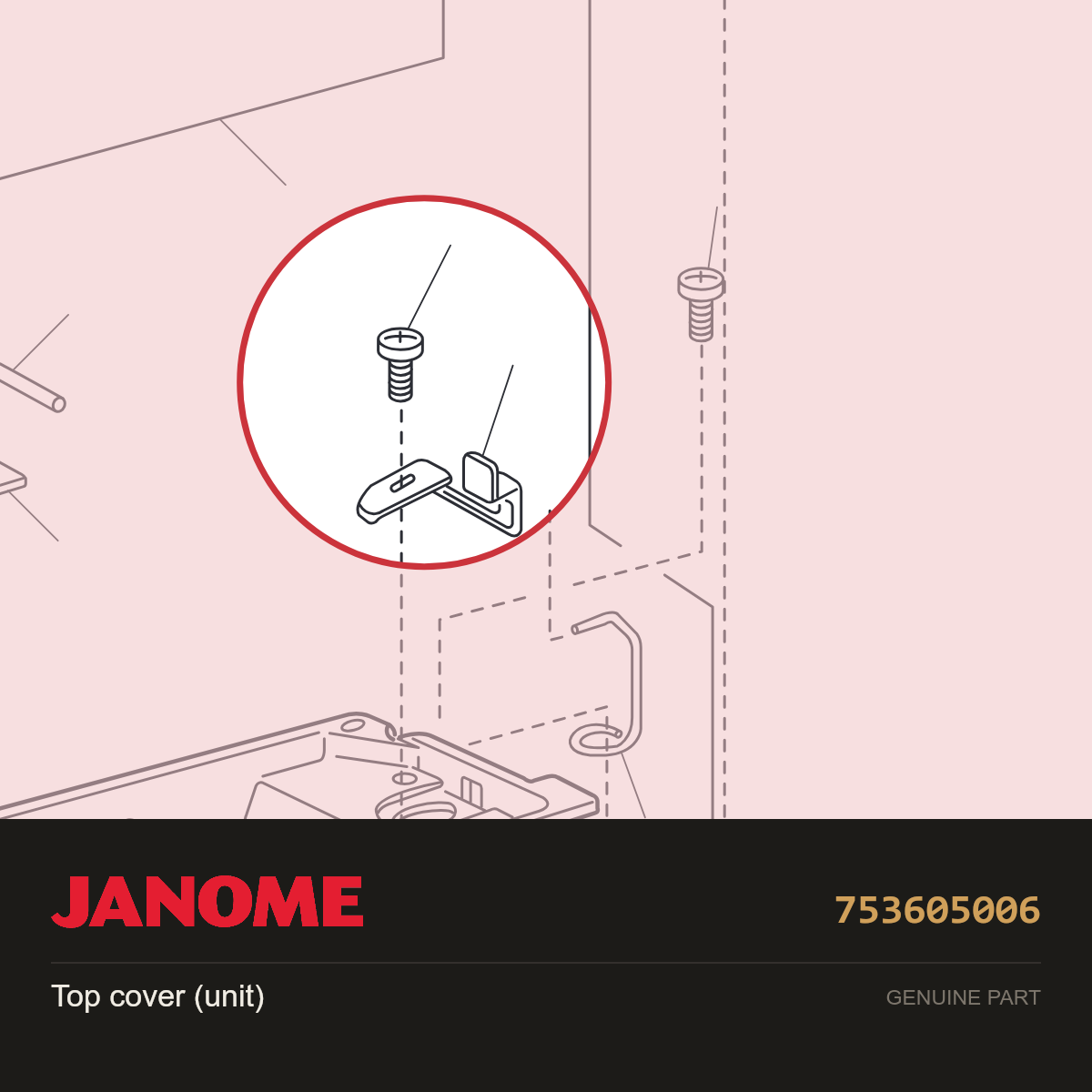 Top Cover Unit, Janome #753605006 — shown on the Janome parts diagram