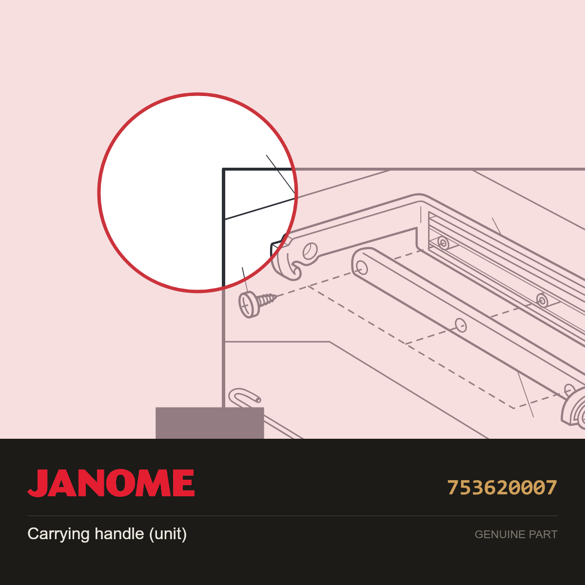 Carrying Handle, Janome #753620007 — shown on the Janome parts diagram