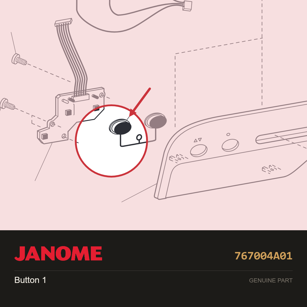 Button 1, Janome #767004A01 — shown on the Janome parts diagram