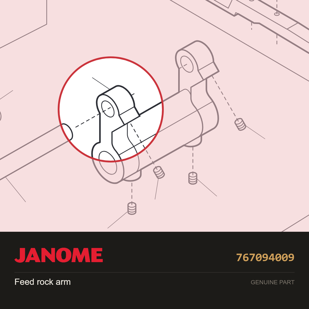 FEED ROCK SHAFT, Janome #767094009 — shown on the Janome parts diagram