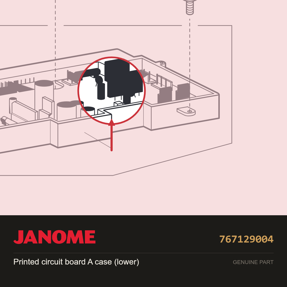 CIRCUIT BOARD ACASE (LOWER), Janome #767129004 — shown on the Janome parts diagram