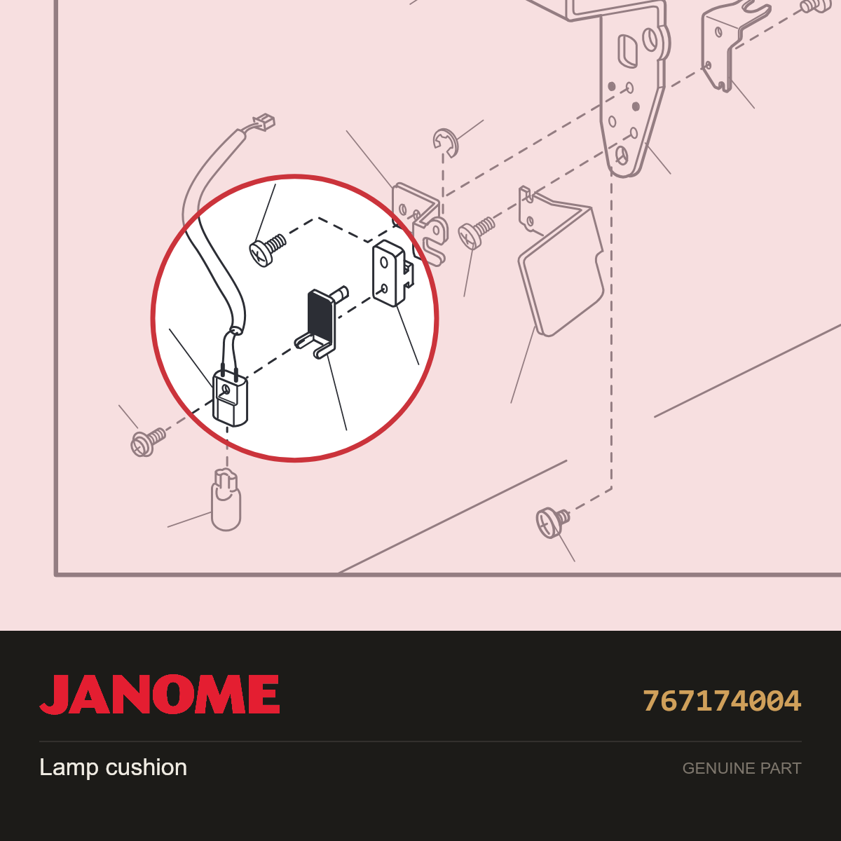 LAMP CUSHION, Janome #767174004 — shown on the Janome parts diagram