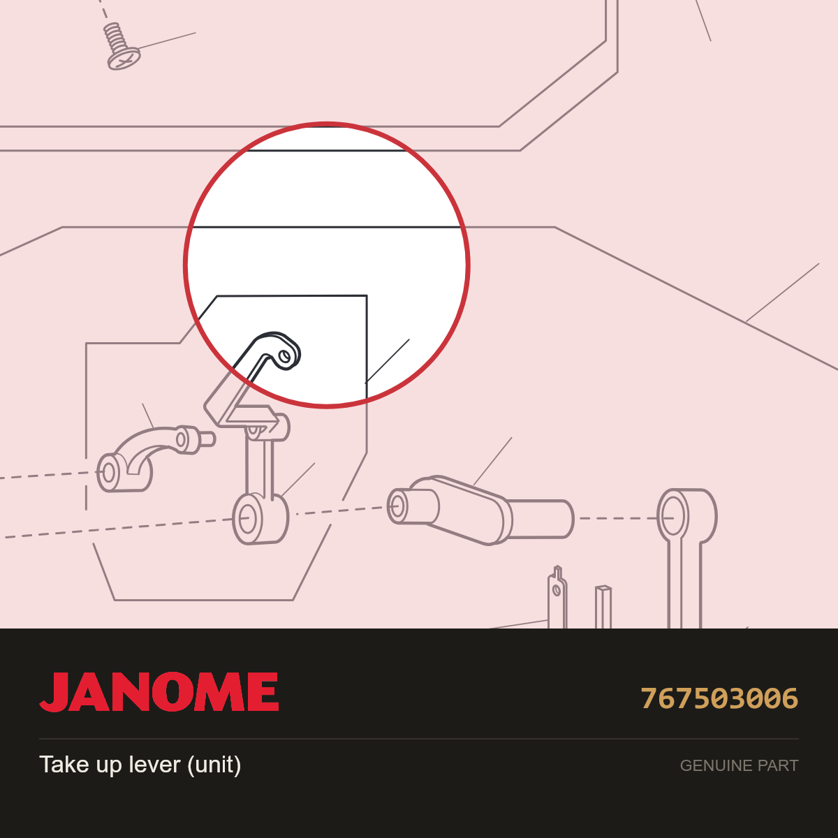 Thread Take-Up Lever Unit, Janome #767503006 — shown on the Janome parts diagram