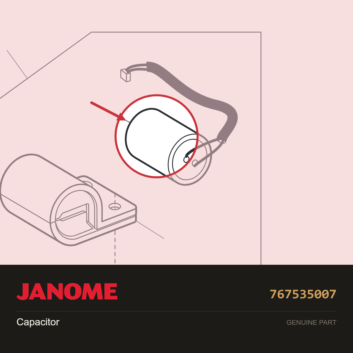 Capacitor, Janome #767535007 — shown on the Janome parts diagram