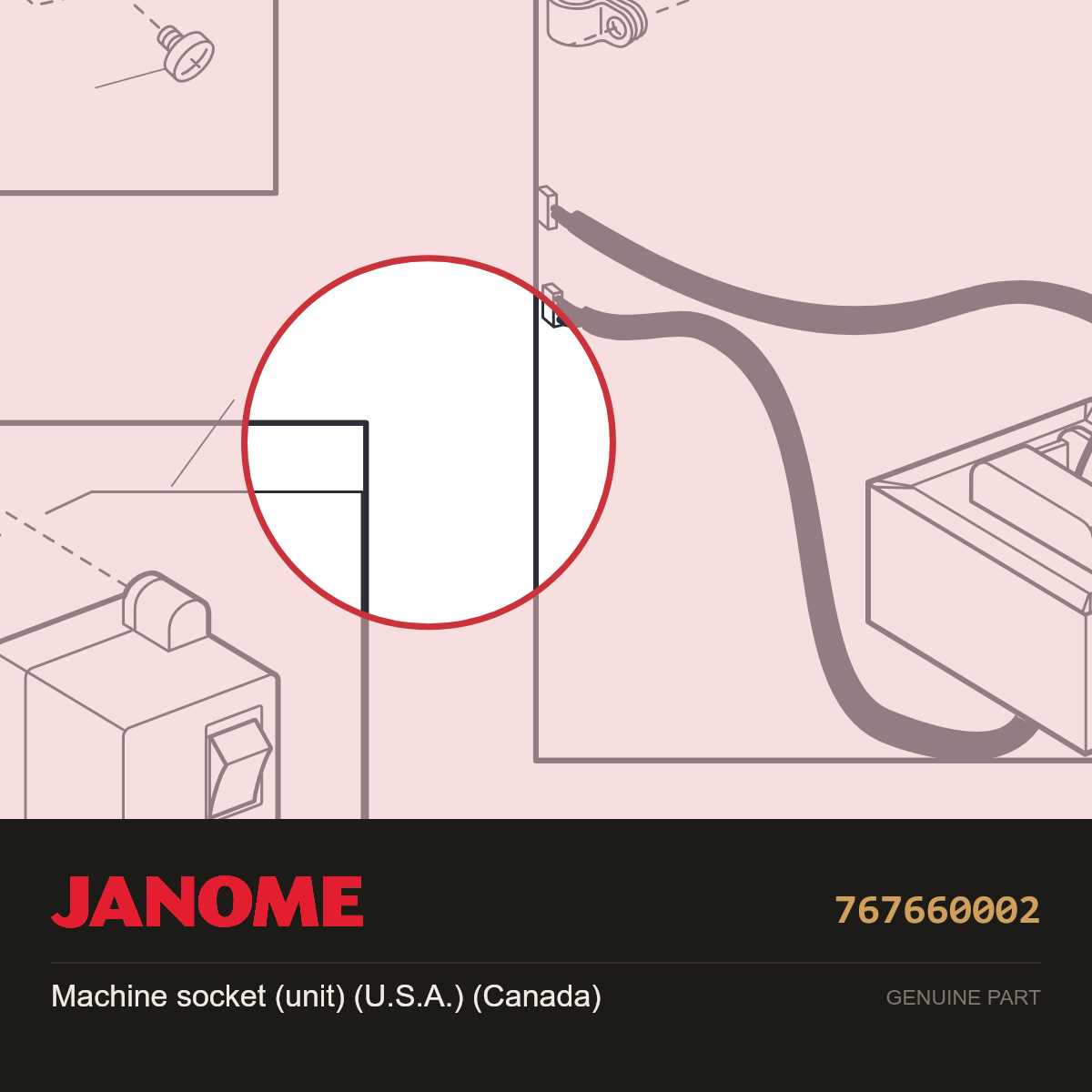 MACHINE SOCKET (UNIT), Janome #767660002 — shown on the Janome parts diagram