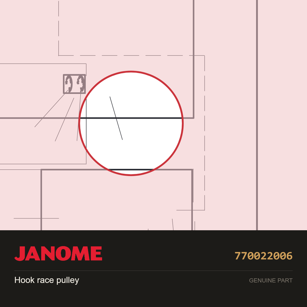 Hook Race Pulley, Janome #770022006 — shown on the Janome parts diagram