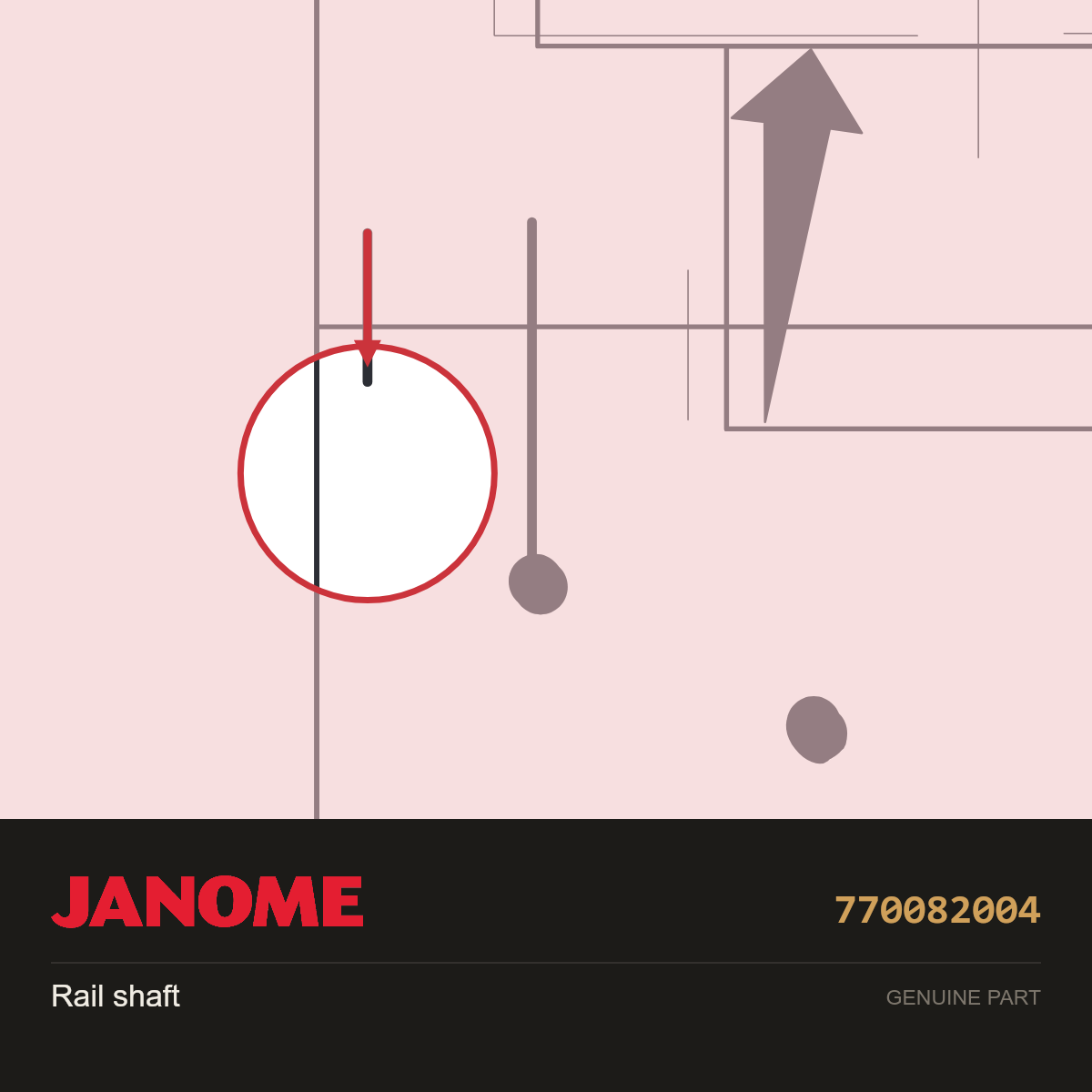 Rail Shaft, Janome #770082004 — shown on the Janome parts diagram