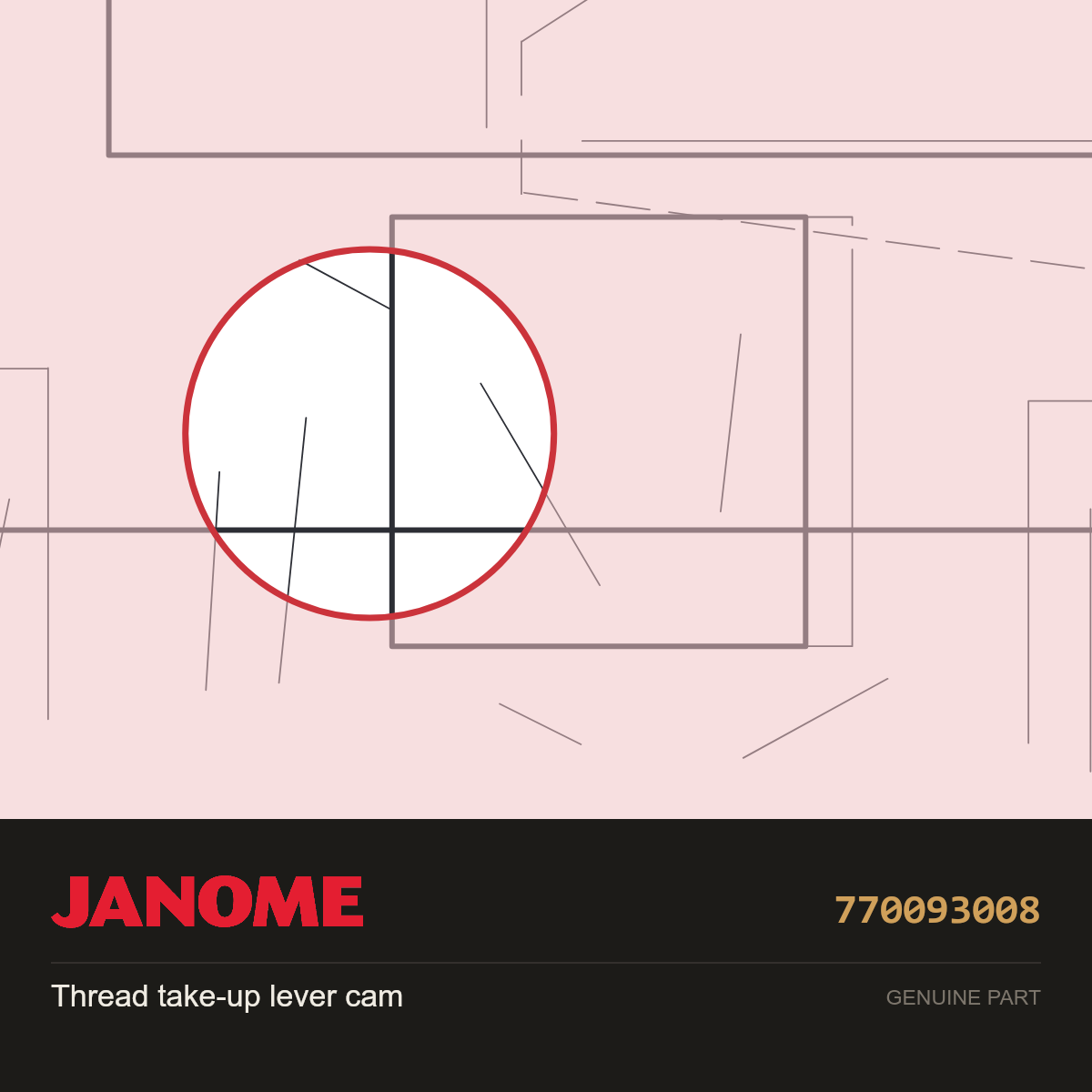 Thread Take-Up Lever Cam, Janome #770093008 — shown on the Janome parts diagram