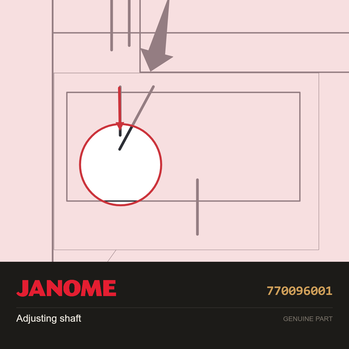 Adjusting Shaft, Janome #770096001 — shown on the Janome parts diagram