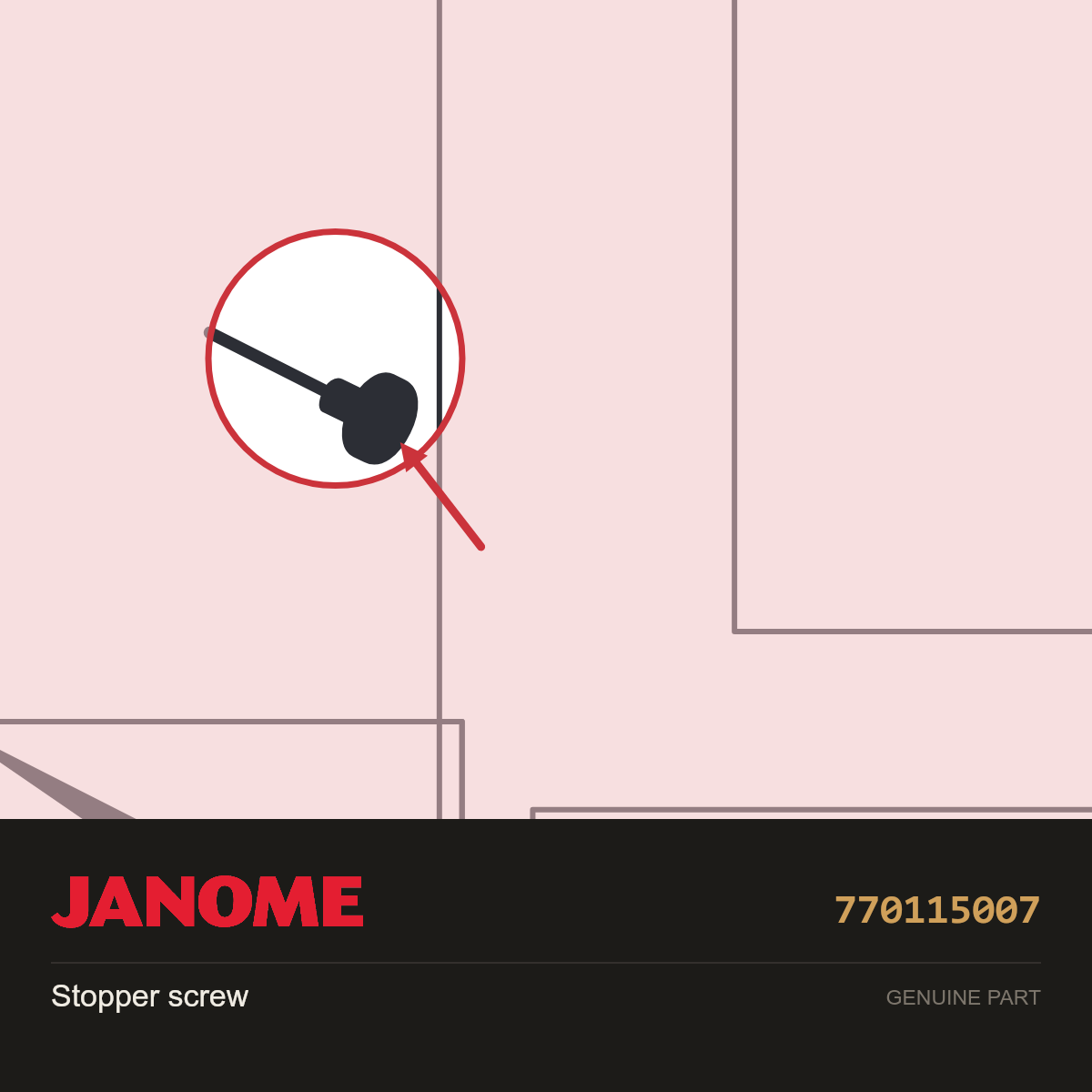 Stopper Screw, Janome #770115007 — shown on the Janome parts diagram