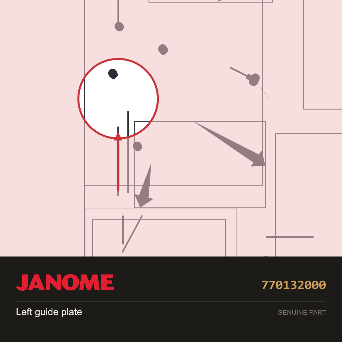 Left Guide Plate, Janome #770132000 — shown on the Janome parts diagram