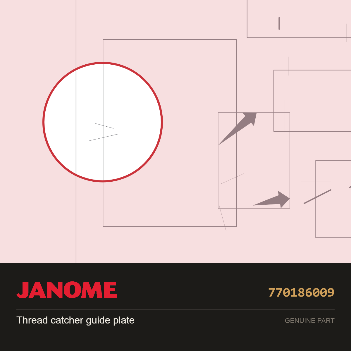 Thread Catcher Guide Plate, Janome #770186009 — shown on the Janome parts diagram