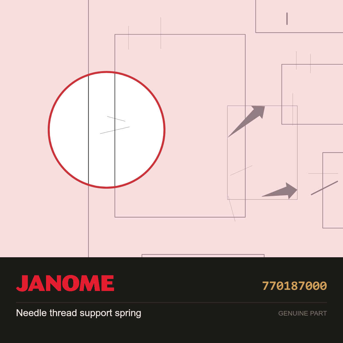 Needle Thread Support Spring, Janome #770187000 — shown on the Janome parts diagram