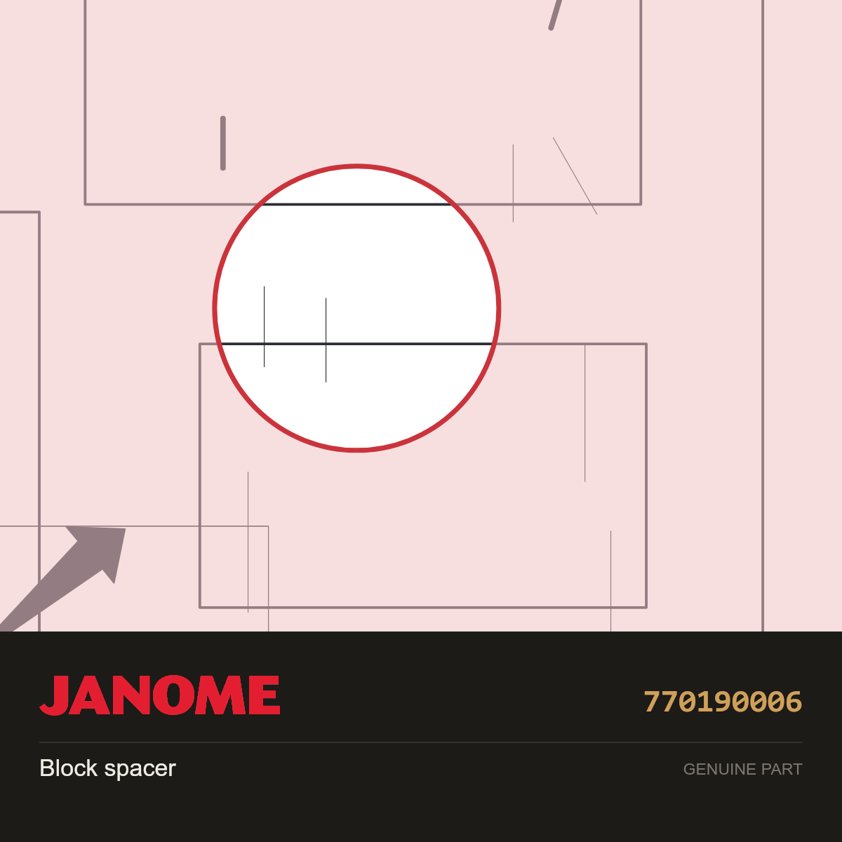 Block Spacer, Janome #770190006 — shown on the Janome parts diagram